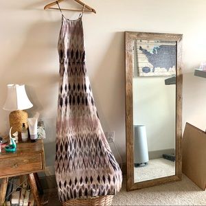 Capulet cream black mauve boho pink open back flowy maxi dress size medium